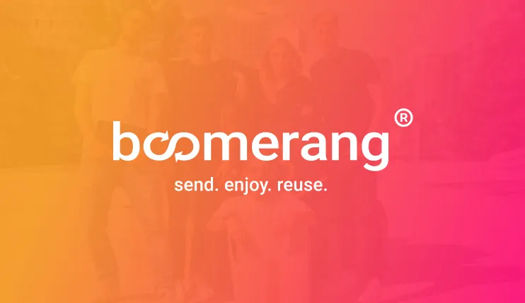 Boomerang Logo auf farbigem Hintergrund